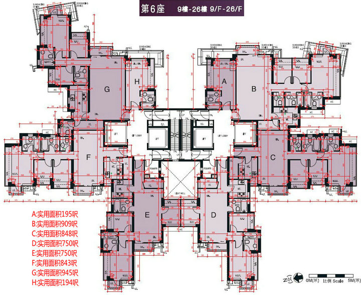 香港新楼盘大埔岚山第六座平面图