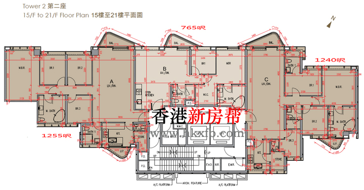 何文田山畔第二座15-21层户型图