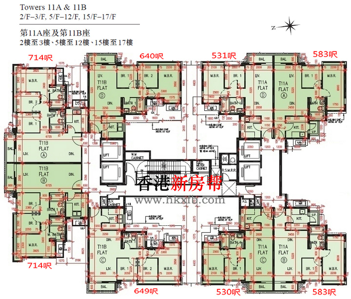 峻峦11A及11B座平面户型图