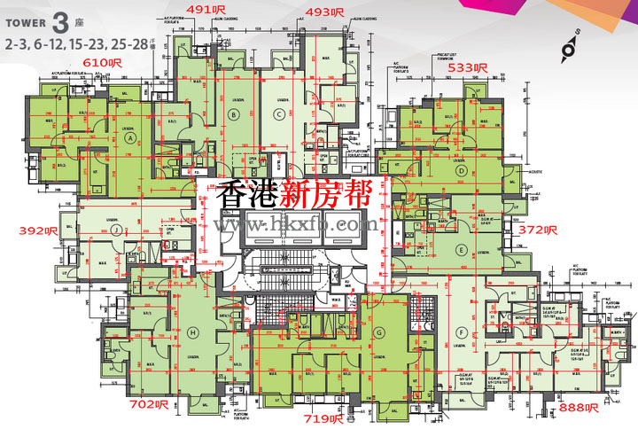 朗屏8号第三座平面户型图