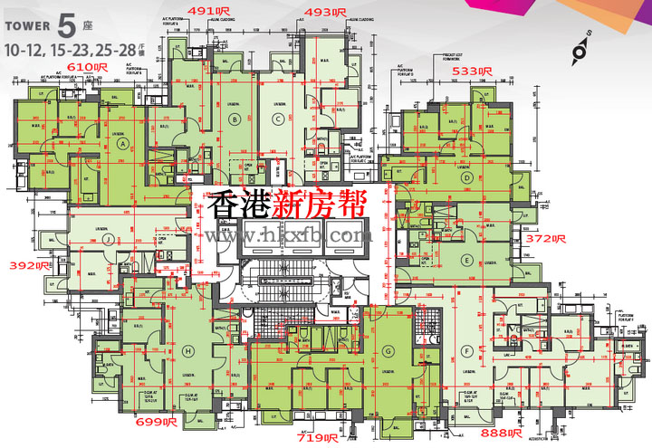 朗屏8号第五座平面户型图