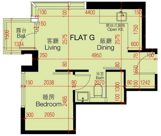 2 6 - 北角君誉峰288呎1房图则解构