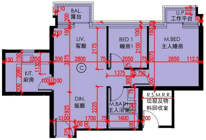 1 4 - 大埔天钻525方呎两房图则解构